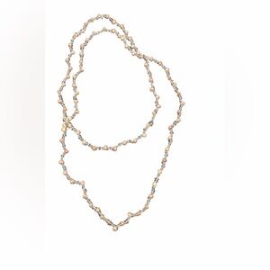 Elegant Freshwater Pearl Station Necklace - Champagne and Silver